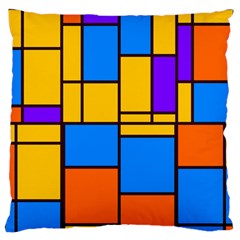 Retro Colors Rectangles And Squares 	large Flano Cushion Case (two Sides) by LalyLauraFLM