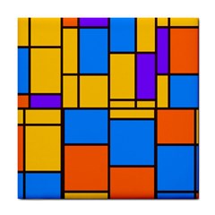 Retro Colors Rectangles And Squares 			tile Coaster by LalyLauraFLM