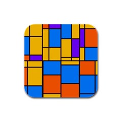 Retro Colors Rectangles And Squares 			rubber Square Coaster (4 Pack by LalyLauraFLM