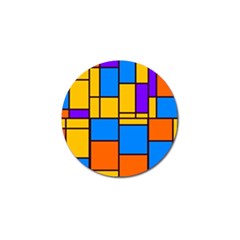 Retro Colors Rectangles And Squares 			golf Ball Marker by LalyLauraFLM