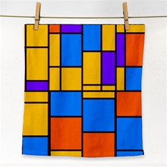 Retro Colors Rectangles And Squares 			face Towel by LalyLauraFLM