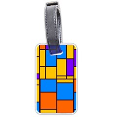 Retro Colors Rectangles And Squares 			luggage Tag (one Side) by LalyLauraFLM