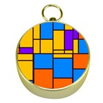 Retro colors rectangles and squares 			Gold Compass Front