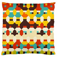 Shapes In Retro Colors 	large Flano Cushion Case (two Sides) by LalyLauraFLM