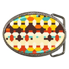 Shapes In Retro Colors 			belt Buckle by LalyLauraFLM