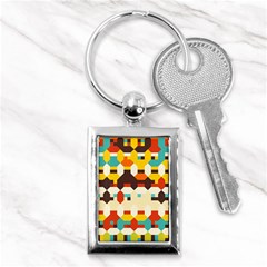 Shapes In Retro Colors 			key Chain (rectangle) by LalyLauraFLM