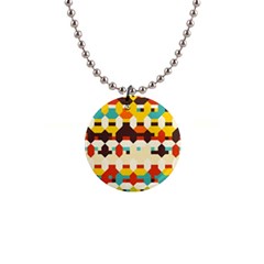 Shapes In Retro Colors 			1  Button Necklace by LalyLauraFLM