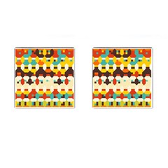 Shapes In Retro Colors 			cufflinks (square) by LalyLauraFLM