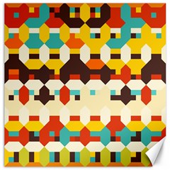 Shapes In Retro Colors 			canvas 16  X 16  by LalyLauraFLM