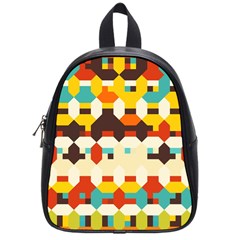 Shapes In Retro Colors 			school Bag (small) by LalyLauraFLM