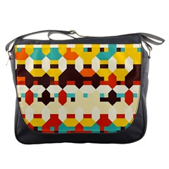 Shapes In Retro Colors 			messenger Bag by LalyLauraFLM