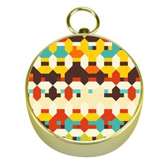 Shapes In Retro Colors 			gold Compass by LalyLauraFLM