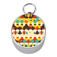 Shapes In Retro Colors 			silver Compass (mini) by LalyLauraFLM