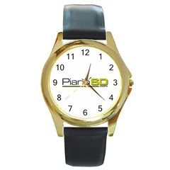 Logo Med Round Gold Metal Watch by PianoSD