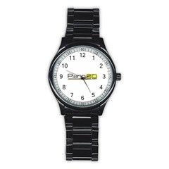 Logo Med Stainless Steel Round Watch by PianoSD