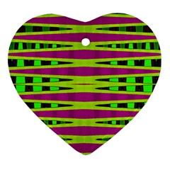 Bright Green Pink Geometric Ornament (heart)  by BrightVibesDesign