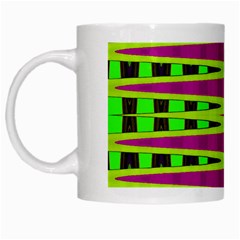 Bright Green Pink Geometric White Mugs by BrightVibesDesign