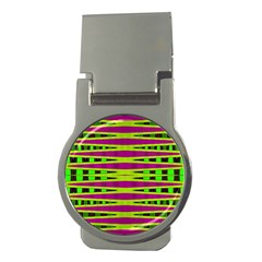 Bright Green Pink Geometric Money Clips (round) 