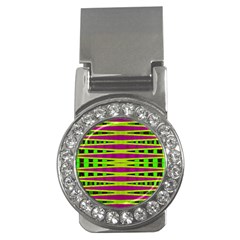 Bright Green Pink Geometric Money Clips (cz) 