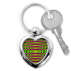 Bright Green Pink Geometric Key Chains (heart)  by BrightVibesDesign