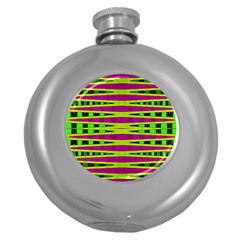 Bright Green Pink Geometric Round Hip Flask (5 Oz) by BrightVibesDesign