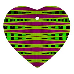 Bright Green Pink Geometric Heart Ornament (2 Sides) by BrightVibesDesign