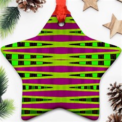 Bright Green Pink Geometric Star Ornament (two Sides) 