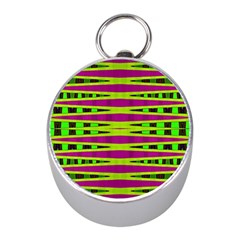 Bright Green Pink Geometric Mini Silver Compasses