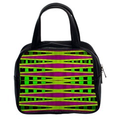 Bright Green Pink Geometric Classic Handbags (2 Sides) by BrightVibesDesign