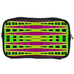 Bright Green Pink Geometric Toiletries Bags by BrightVibesDesign