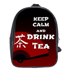 Keep Calm And Drink Tea - Dark Asia Edition School Bags (xl)  by RespawnLARPer