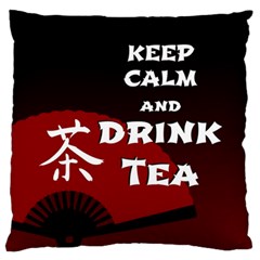 Keep Calm And Drink Tea - Dark Asia Edition Large Flano Cushion Case (two Sides) by RespawnLARPer