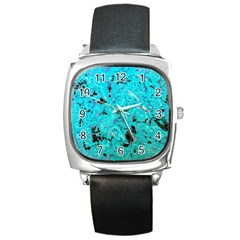 Aquamarine Collection Square Metal Watch by bighop