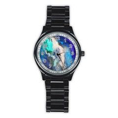 Violet Art Stainless Steel Round Watch by 20JA