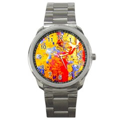 Gold And Red Sport Metal Watch