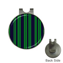 Dark Blue Green Striped Pattern Hat Clips With Golf Markers by BrightVibesDesign