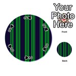 Dark Blue Green Striped Pattern Playing Cards 54 (Round)  Front - Spade2