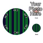 Dark Blue Green Striped Pattern Playing Cards 54 (Round)  Front - Spade9