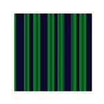 Dark Blue Green Striped Pattern Small Satin Scarf (Square)  Front