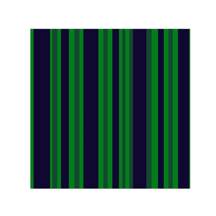 Dark Blue Green Striped Pattern Small Satin Scarf (Square) 