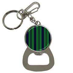 Dark Blue Green Striped Pattern Bottle Opener Key Chains by BrightVibesDesign