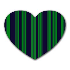 Dark Blue Green Striped Pattern Heart Mousepads