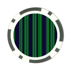 Dark Blue Green Striped Pattern Poker Chip Card Guards by BrightVibesDesign