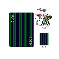 Dark Blue Green Striped Pattern Playing Cards 54 (mini)  by BrightVibesDesign