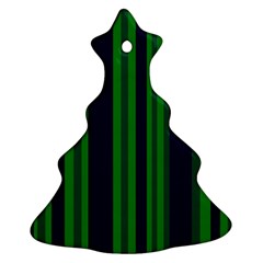 Dark Blue Green Striped Pattern Christmas Tree Ornament (2 Sides) by BrightVibesDesign