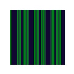 Dark Blue Green Striped Pattern Small Satin Scarf (square)  by BrightVibesDesign