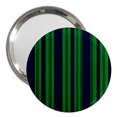 Dark Blue Green Striped Pattern 3  Handbag Mirrors by BrightVibesDesign