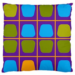 Shapes In Squares Pattern 	large Flano Cushion Case (two Sides) by LalyLauraFLM