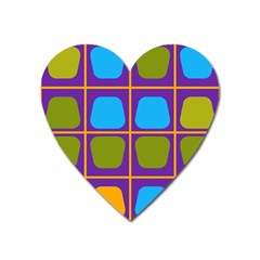 Shapes In Squares Pattern 			magnet (heart) by LalyLauraFLM