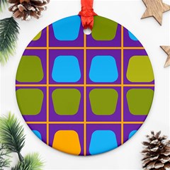 Shapes In Squares Pattern 			ornament (round) by LalyLauraFLM